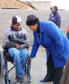 Deputy Minister Bogopane-Zulu delivered a brand-new wheelchair to Siyabonga Khumalo of Mndeni, in Soweto, recently.