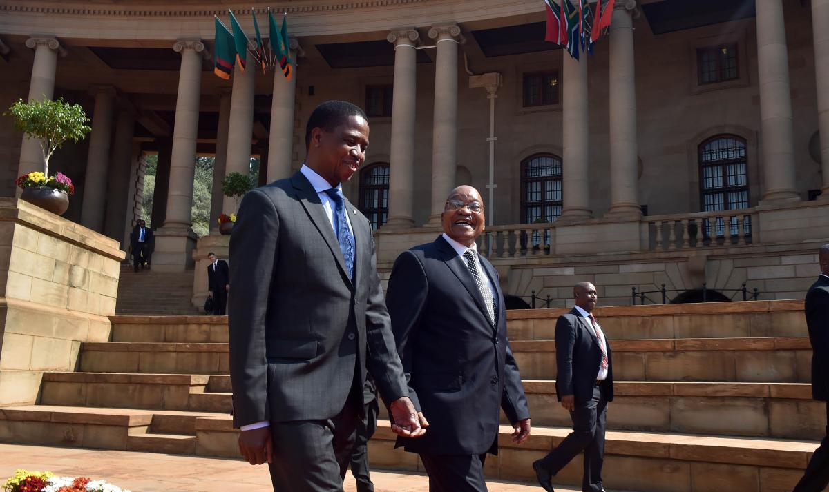 President Jacob Zuma with President of the Republic of Zambia, His Excellency Mr Edgar Lungu.