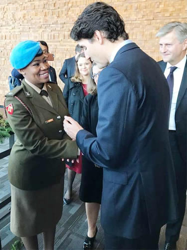 Major Pearl Block shared a moment with Canadian Prime Minister Justin Pierre James Trudeau