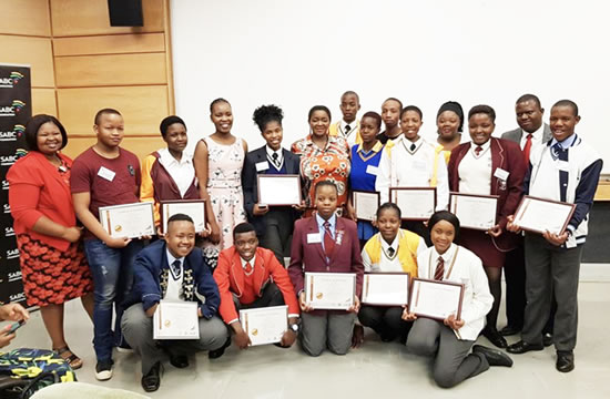 Some of the the country's top matric achievers who are also social grant beneficiaries with Minister Bathabile Dlamini (centre).