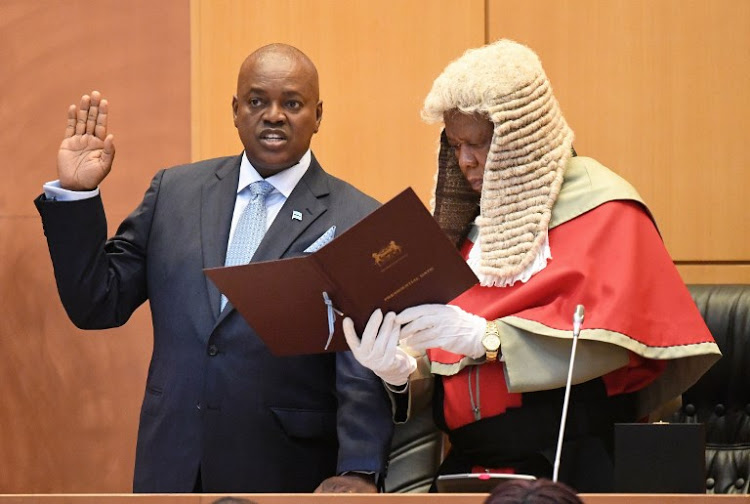 The new President of Botswana Mokgweetsi Masisi during his swearing in.