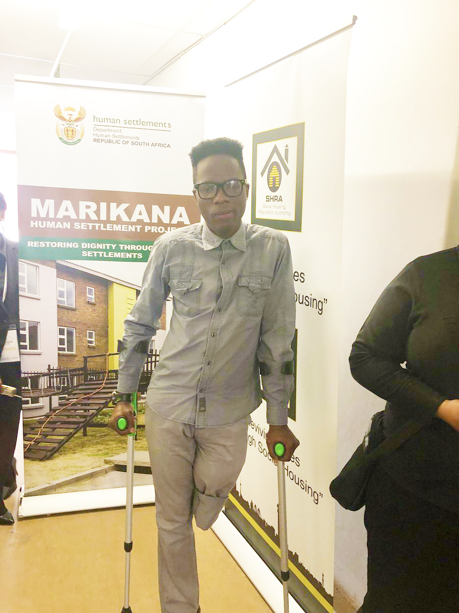 Thulani Mhwana ecstatic to live in an area that accomodates people living with a disability.
