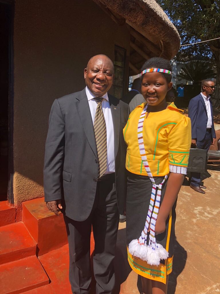 President Cyril Ramaphosa with Balobedu Rain Queen elect Masalanabo Modjadji who will take over when she turns 18, after being installed as Queen Modjadji VII.