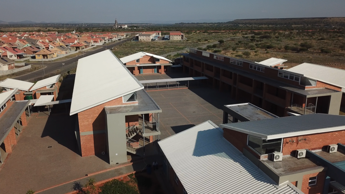 Platinum Village primary and high schools cost R130 million to build. They have Wi-Fi, a computer room, library, administration block and sports facilities.