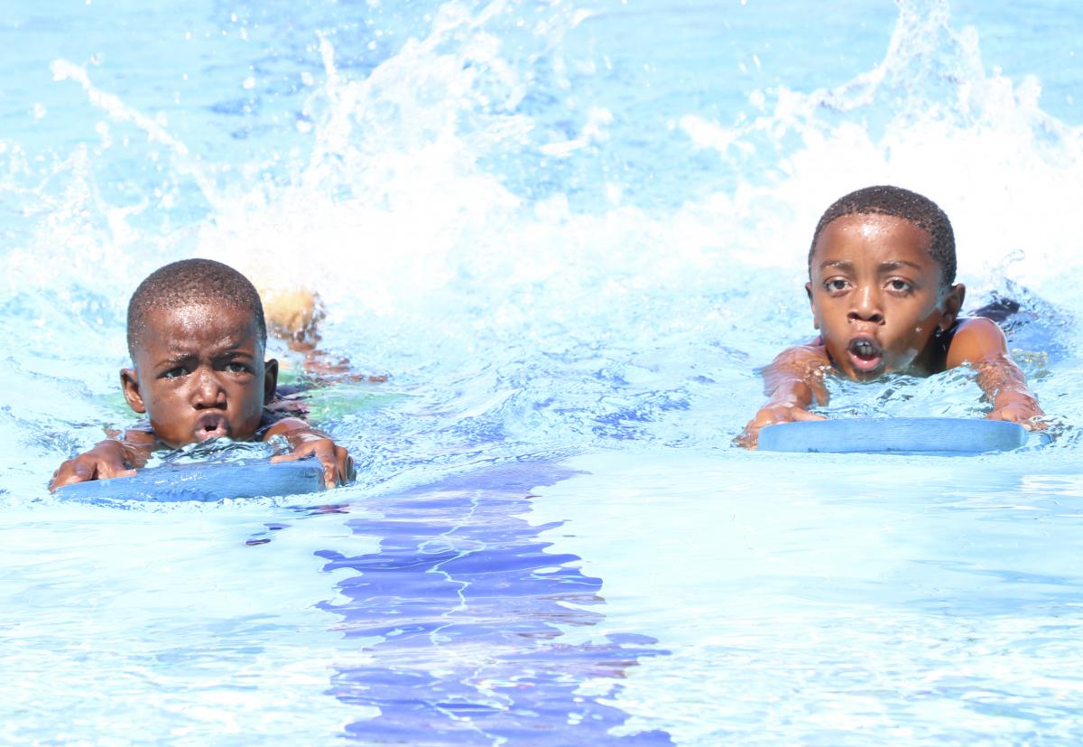 Local learners showcase their synchronised swimming skills which they learnt in the Save-A-Life Programme