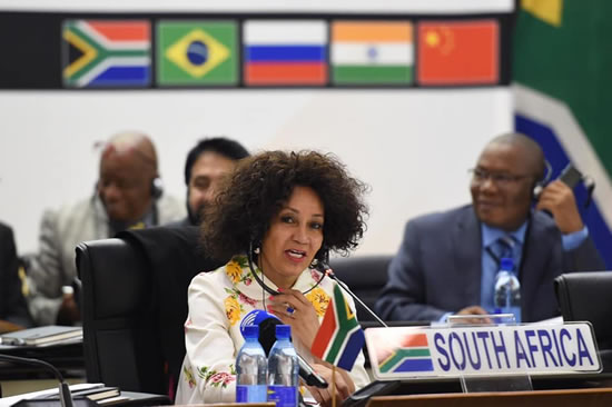 Minister of International Relations and Cooperation Lindiwe Sisulu who represented South Africa at a recent BRICS summit meeting.