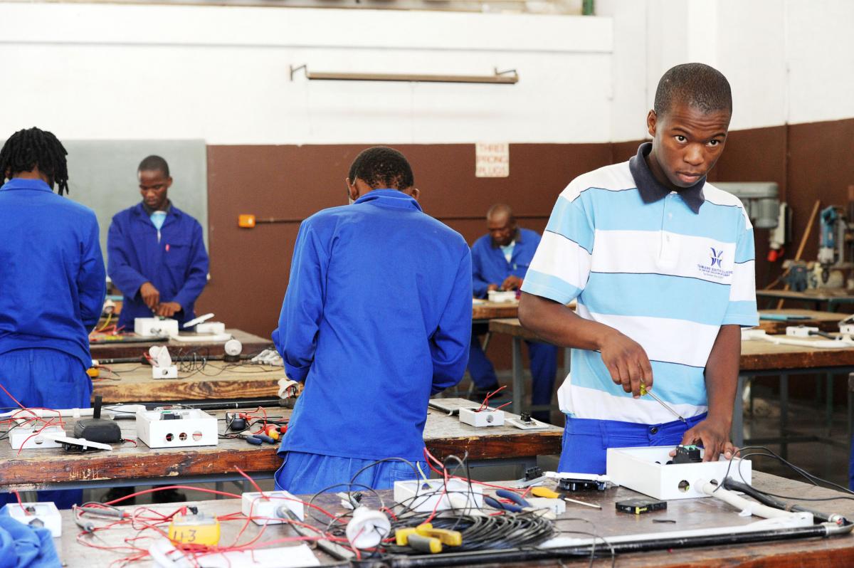 Workers producing electronics at Yekani manufacturing factory in East London in the Eastern Cape.