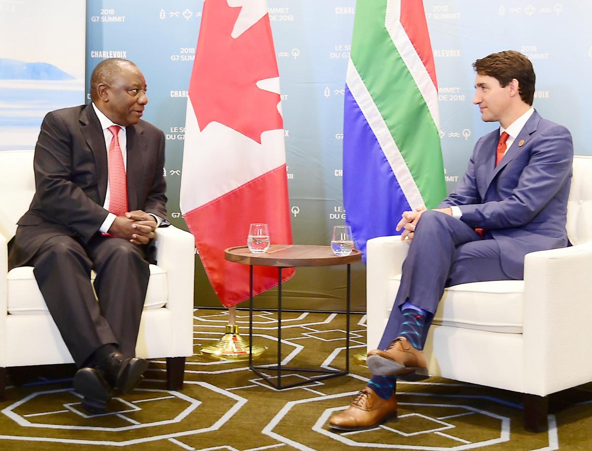 President Cyril Ramaphosa with Canadian Prime Minister Justin Trudeau during the G7 Leaders’ Outreach Summit.