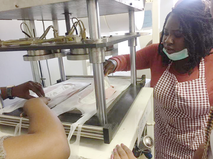 Some of the female workers at the Kgoshigadi pilot site in Soshanguve who are manufacturing the biodegradable pads.