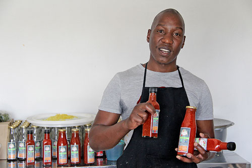 Nkosi Phungula runs a thriving chilli paste business.