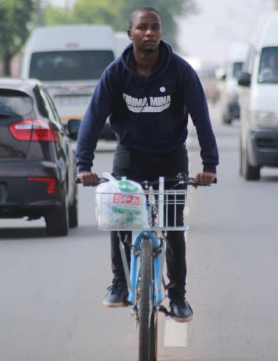 Thabang Dlamini peddles to success with his delivery business.