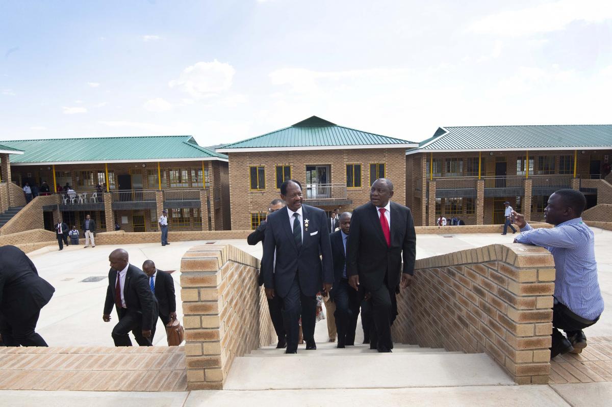 President Cyril Ramaphosa with Zion Christian Church Bishop Barnabas Lekganyane.