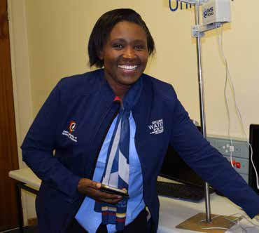 Prof Muthoni Masinde with her drought-detecting device, the ITIKI Drought Prediction Tool.