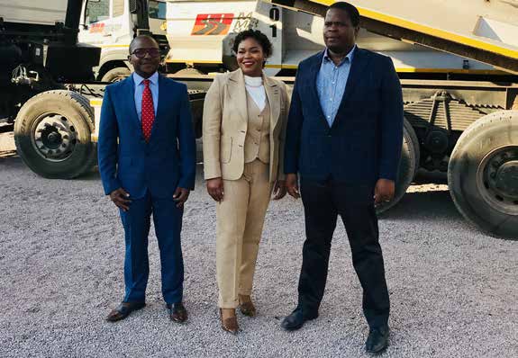 IDC Limpopo regional manager Kgampi Bapela (left) with the owners of Maloka Machaba Surfacing Kate Machaba and Matshela Maloka.