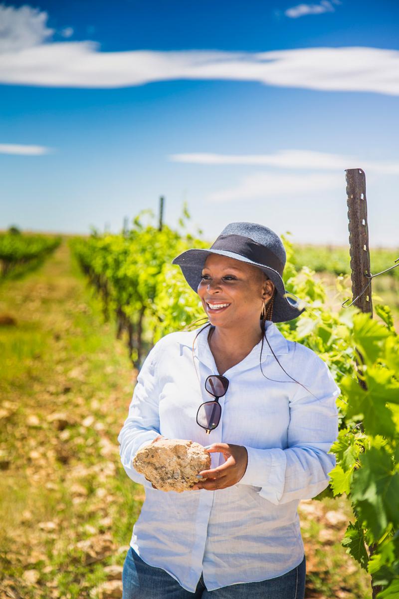 Tebogo Ditsebe in her vineyard in the Xhariep District of the Free State.