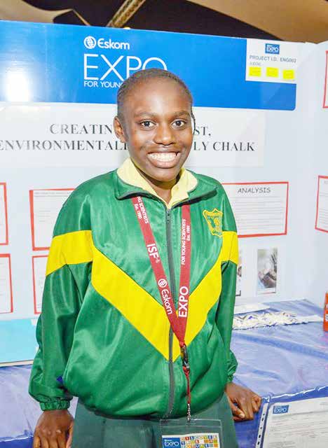  HP Ngwenya Public Primary School pupil Maluta Gcabashe has invented a new chalk that emits less dust.