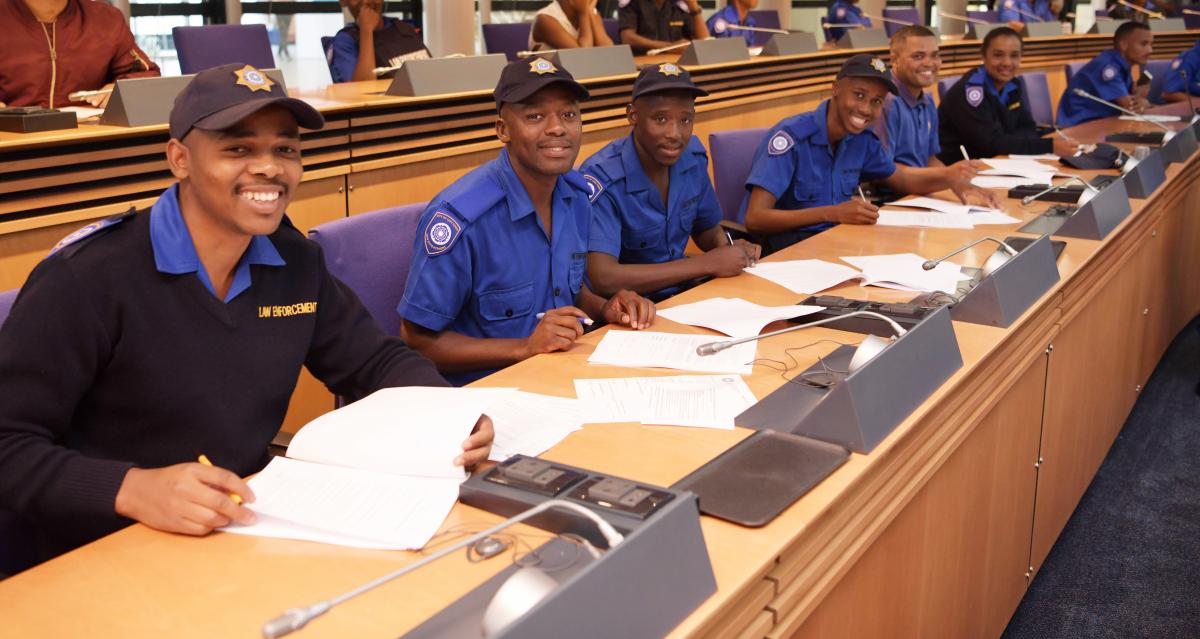 Learner law enforcement officers are ready to fight crime in the City of Cape Town. Learner law enforcement officers are ready to fight crime in the City of Cape Town.