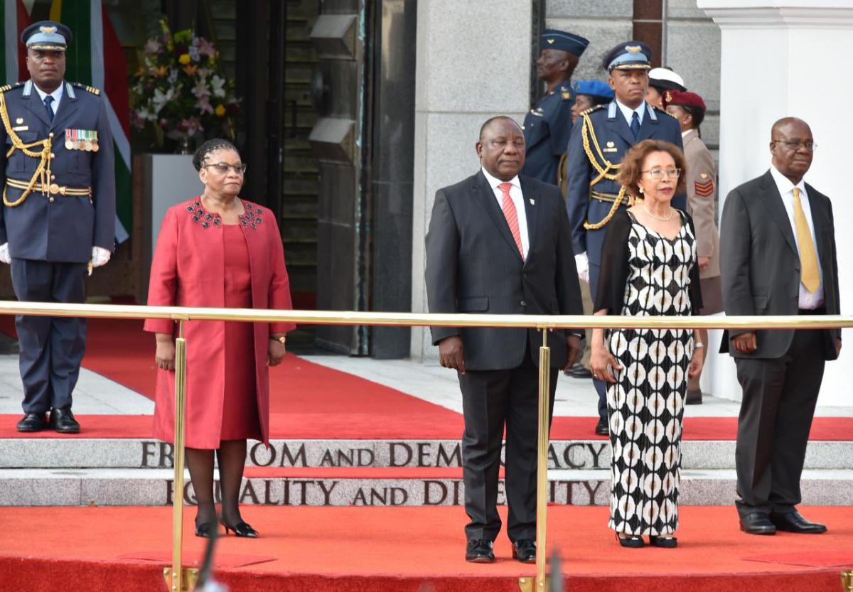Speaker of the National Assembly, Thandi Modise. President Cyril Ramaphosa and The First Lady, Dr Tshepo Motsepe.