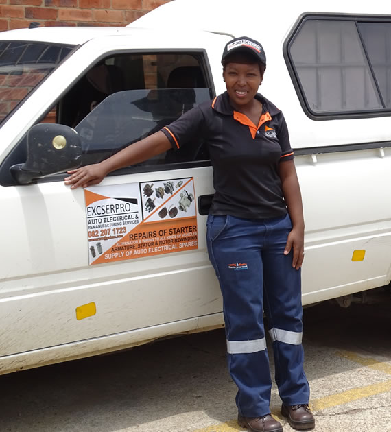 The owner of Excserpro Auto Electrical, Gabisile Ndlovu.