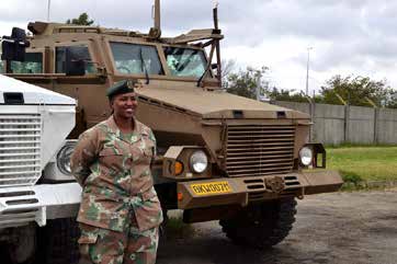 Serving with pride is Lieutenant Mamosala Tsoane, of Platoon 2 Charlie Company in the SANDF’s 21 South African Infantry Battalion.