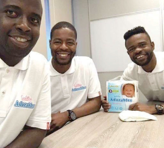 Shane Ngwenya, Tiyani Khoza and Hanyane Mangwani from Adorables baby diapers.