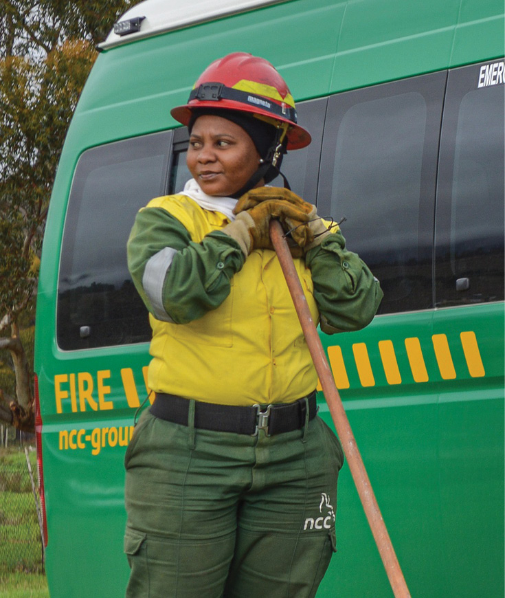 Young firefighter Vuyiseka Arendse is part of South Africa’s first all-women firefighting team. “Women of South Africa, be proud of what you have achieved.” Photo: Alistair Burt - NCC Environmental Services