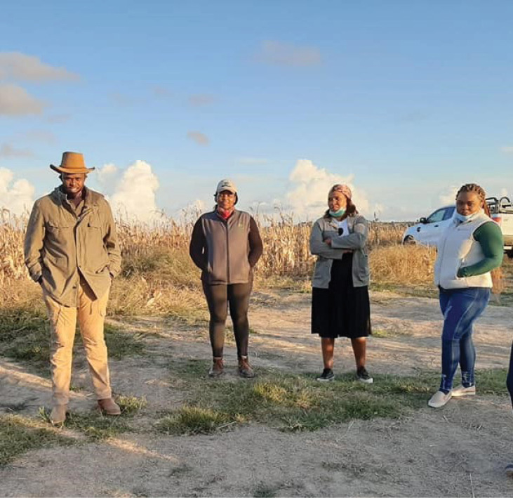 Members of Ukhanyo Farmer Development incubator at one of the farms they have assisted in growing.