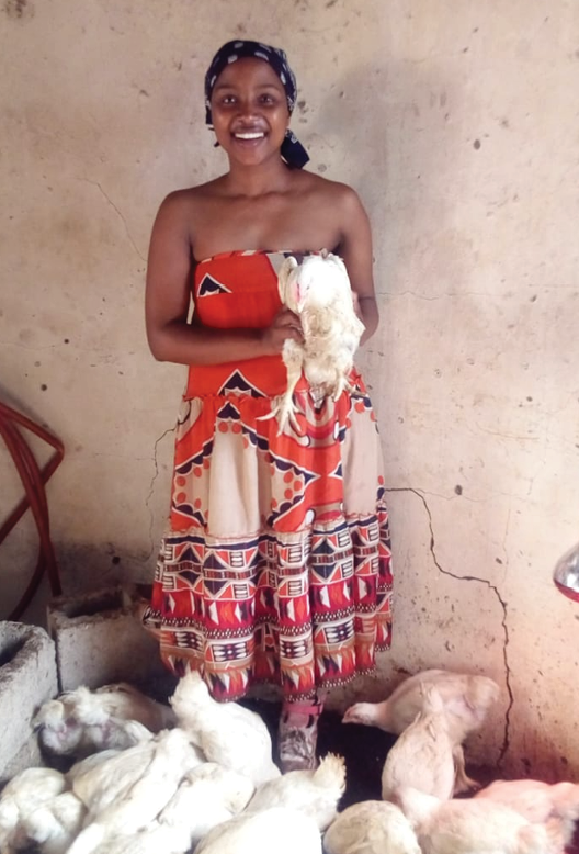 Andile Simelane has used some of her Child Support Grant to start a chicken business.