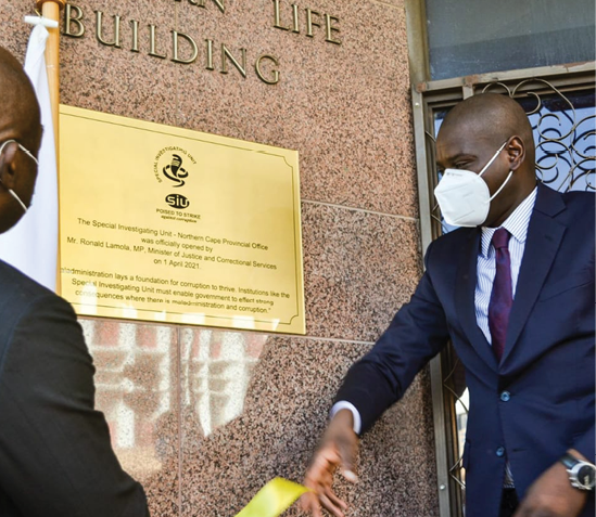 Minister of Justice Ronald Lamola officially opens the SIU’s Northern Cape Provincial Office.