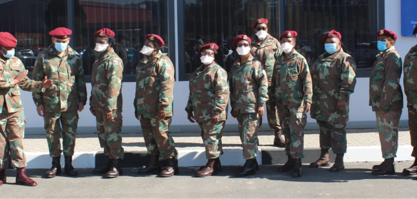 Members of the South African Military Health Service who are helping staff at Chris Hani Baragwanath Academic Hospital care for COVID-19 patients.