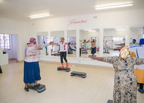 Nolwazi Njilo at her women’s only gym in Pietermaritzburg.