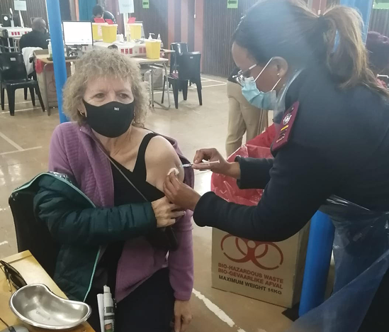 Professional nurse Marosa Molai doing her part to fight the COVID-19 pandemic by vaccinating South Africans.