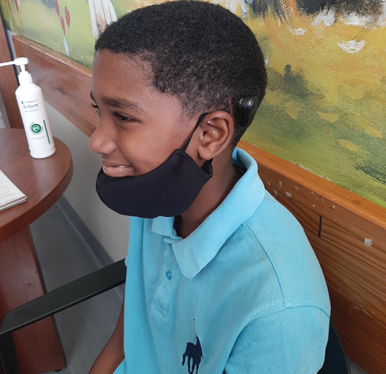 Garrison Thomas (12) received his bone conduction implant in June 2016.