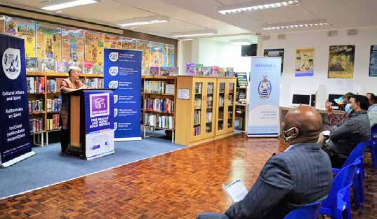 Western Cape MEC for Cultural Affairs and Sport, Anroux Marais, during the opening of the 27 mini libraries.