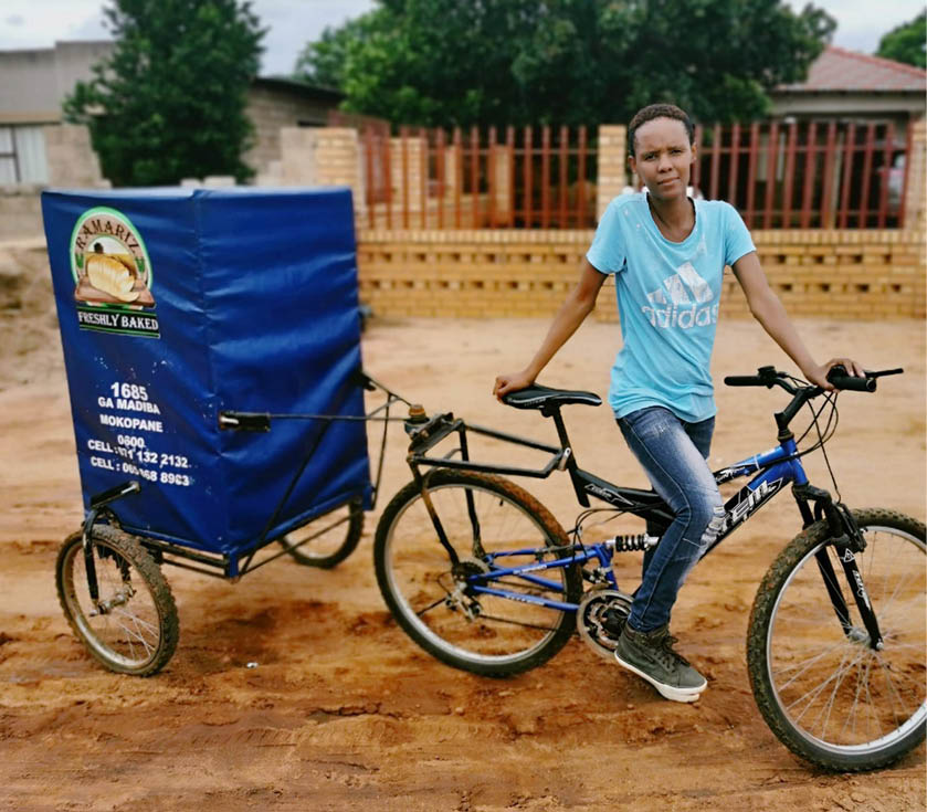 Ramasela Matsemela is creating jobs in her community through her bakery, which also delivers the bread.