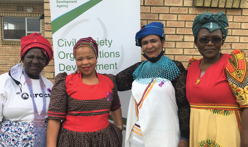 Kholiwe Nongauza (far right) with the beneficiaries of Umtata Women’s Support Centre’s Masiphunge Women Empowerment Programme.