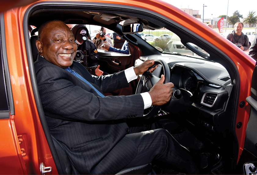 President Cyril Ramaphosa during the launch of the Isuzu D-Max bakkie.