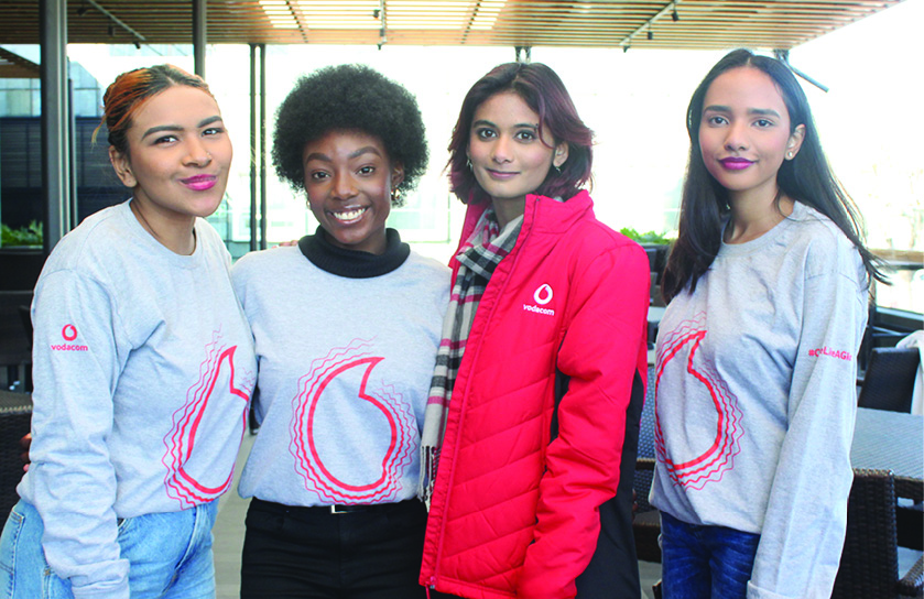 From left to right: Saabrerah Salie (19), Chimwemwe Mwansa (18), Zainaaz Hansa (18) and Shreya Rupan (19), all alumni who shared their journey with Vodacom.
