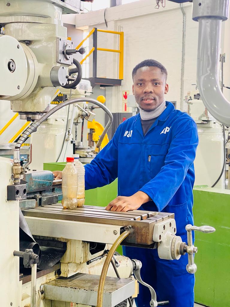 Puleng Ananias Mahlong received training as an artisan thanks to SEIFSA Training Centre. Puleng Ananias Mahlong received training as an artisan thanks to SEIFSA Training Centre.