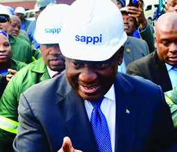 President Cyril Ramaphosa during a visit of the multi-billion Sappie Saiccor upgrade and expansion project.