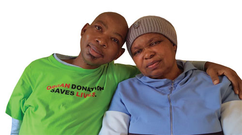 Kopeli Mosoatsi with his mother Merriam Ntebele.