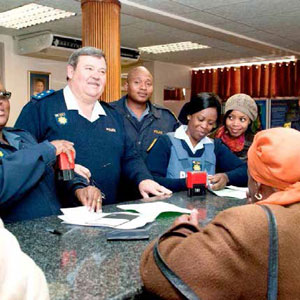 Station Commander Brigadier Cois Muller (left) and his team always make sure that the community of Thabong receives efficient service.