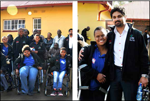 NYDA Executive Chairperson Yershen Pillay with young people assisted by the SAPD at the launch of the Thusano Fund.; Precious Nhlapo from SAPD with the NYDA Executive Chairperson, Yershen Pillay, at the launch of the Thusano Fund.