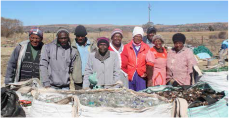 Meisie Melao makes a living out of recycling glass and cans in the small township of Manyatseng in the Free State