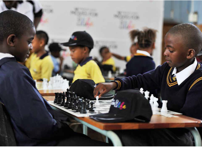 Photo caption: Thousands of learners across the country will learn how to improve their concentration, memory and thinking in the classroom, thanks to the Moves for Life national school chess programme, rolled out by Sport and Recreation South Africa and hotel group Tsogo Sun.
