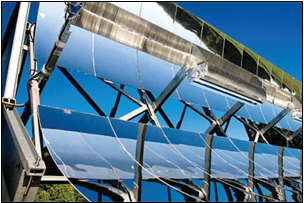 At KaXu Solar One, a solar power station in Pofadder, in the Northern Cape, the sun's energy is received by these parabolically curved trough-shaped reflectors.