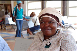 Christina Digwamaje, of Pella in the North West, can now access health care services close to her home after the Pella Health Care Centre was built in her village.