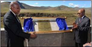 Lesotho’s King Letsie III and President Jacob Zuma launch phase two of the Lesotho Highlands Water Project in Maseru, Lesotho.