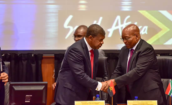 President Jacob Zuma with newly-elected Angolan President João Manuel Lourenço.