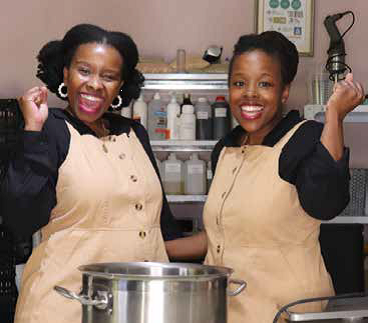 Nosihle Dlamini and Phumelele Khumalo in their workshop where they produce their Get2Natural products.